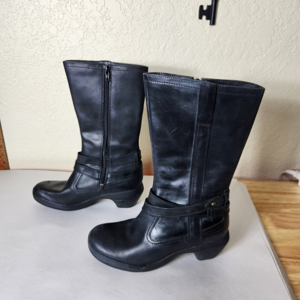 Merrell Womens Black Leather Mid Calf Zip Up Boots Size 7